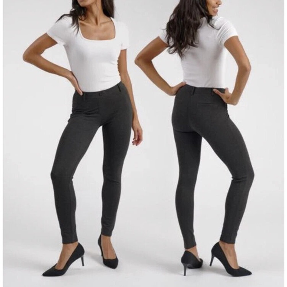 Betabrand Dress Yoga Pants Petite Large Skinny Charcoal‎ Stretch Ponte Mid Rise